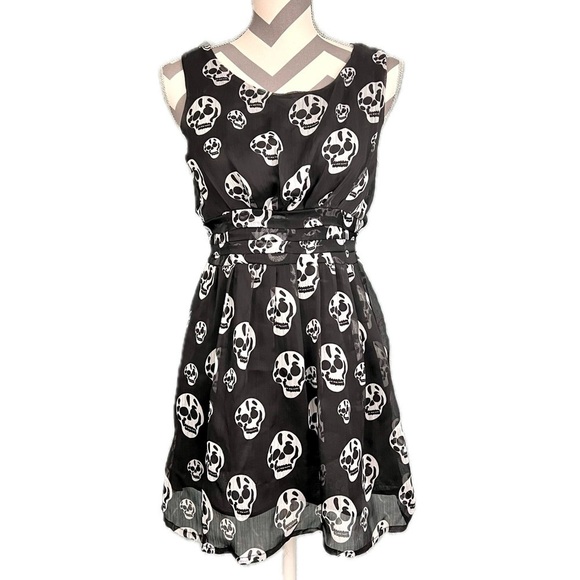 Snow Traffic Dresses & Skirts - Snow Traffic Skull Pattern Skater Dress - Size S
